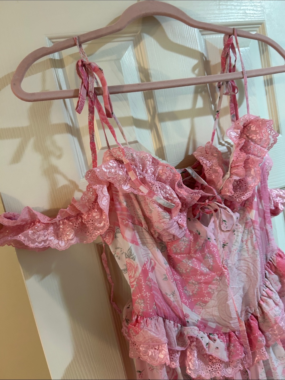 Sugar Thrillz Pink Maxi Floral Dress with Flaw S - Picture 3 of 5